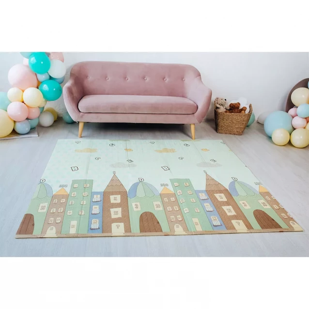 POPPET Дитячий двосторонній, складний килимок "Сплячі малюки та Чарівне місто", 150x180x1 см PP011-150 - 8