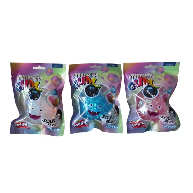 Monster Gum Іграшка-антістрес Monster Gum "Squeeze Ball - Crystal" 6 cm (см) 3 в ассортименте, дисплей 12 шт. - 2