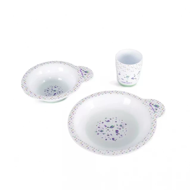 Набор посуды белый (тарелка мелкая, тарелка глубокая, чашка) - 1