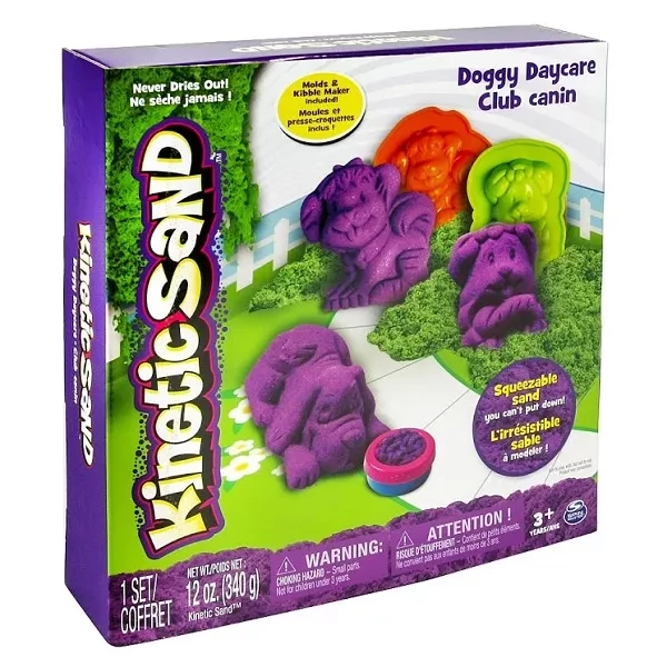 Набір піску для дитячої творчості - KINETIC SAND DOGGY (фіолетовий, зелений, формочки, 340 г) - 2