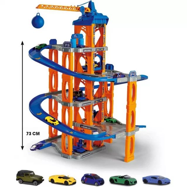 Игровой набор Majorette "Авто центр", моторизированный лифт, 5 уровней, 5 машин, 5+ - 4