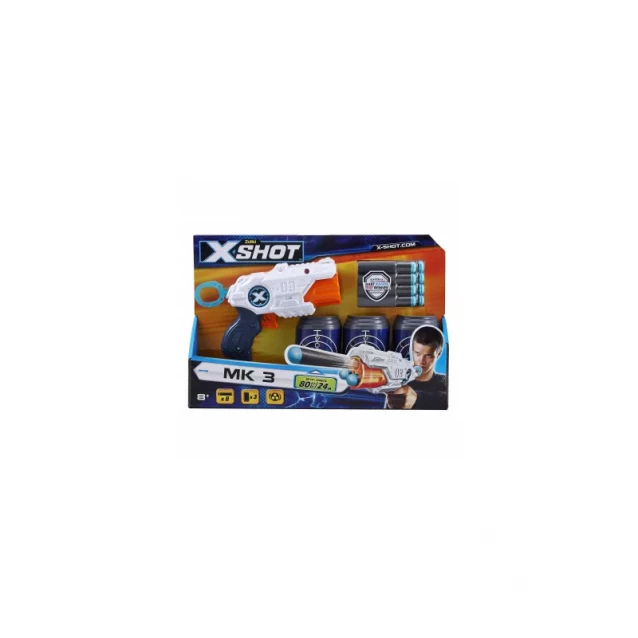 X-Shot Скорострельный бластер EXCEL MK 3 (3 банка, 8 патронов) - 1
