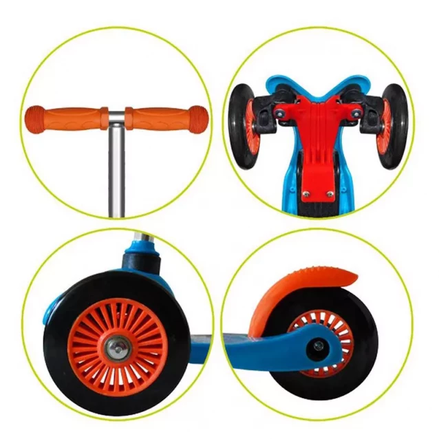 Скутер дитячий ліцензійний - HOT WHEELS (3-колісний, 2 колеса попереду, гальмо) - 2