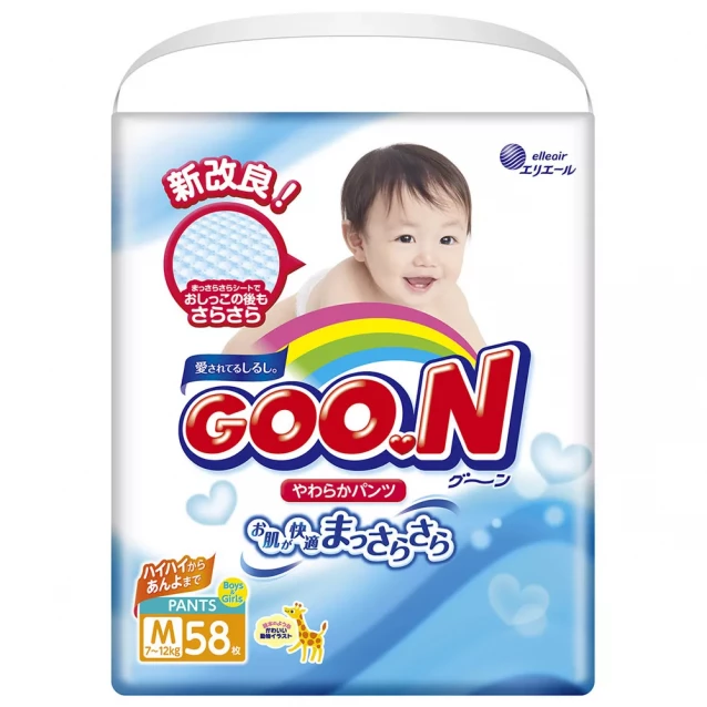 Японские подгузники-трусики Goo.N Для Детей 7-12 кг унисекс, 174 шт (853079-3) - 1