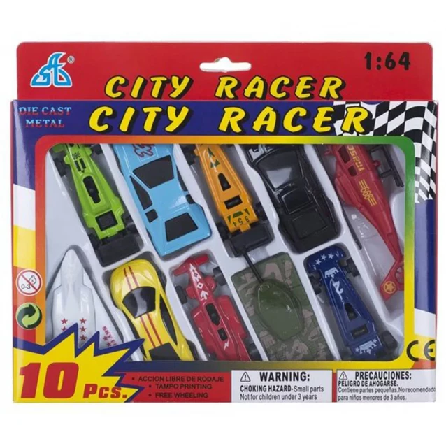 Іграшковий набір міні транспорт CITI RACER 1:64 10шт. - 1