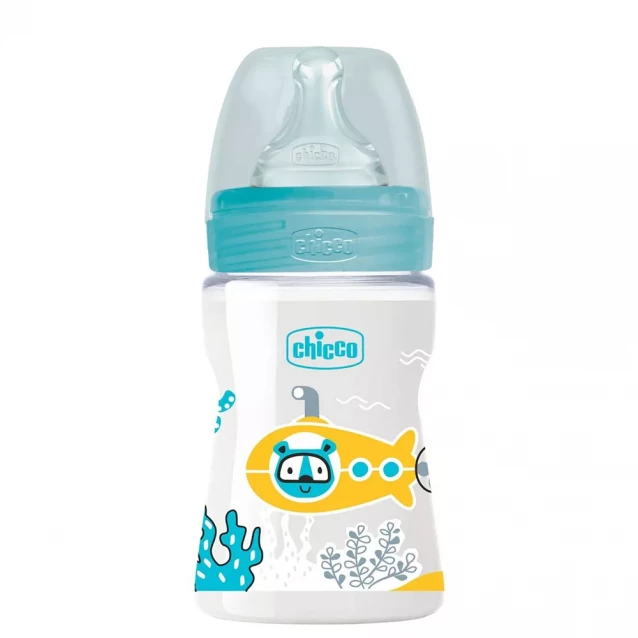 Пляшка пластикова Well-Being 150мл соска силіконова від 0 місяців повільний потік (хлопчик) - 3