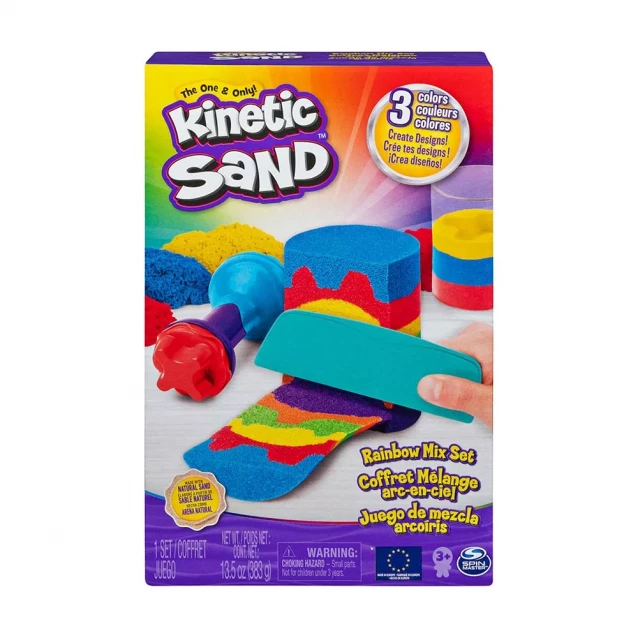 Набор песка для детского творчества - KINETIC SAND РАДУЖНЫЙ МИКС (3 цвета, 383 g, аксесс.) - 2