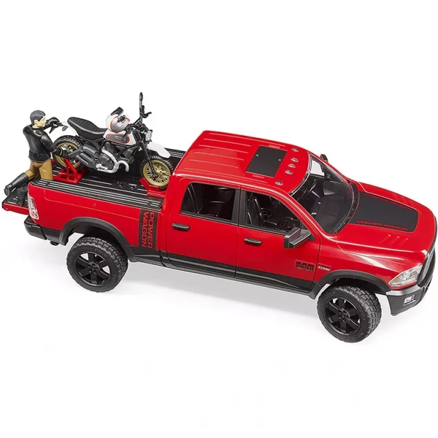 BRUDER Набор игрушечный внедорожник Dodge RAM 2500 с мотоциклистом - 4