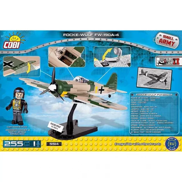 Конструктор COBI Друга Світова Війна Літак Фоку-Вульф, 255 деталей - 2