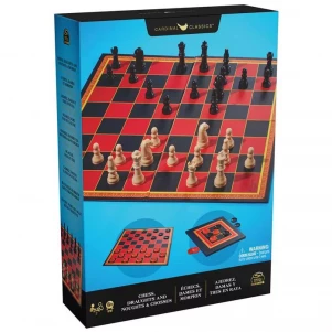 Набор из трех настольных игр Spin Master Шахматы шашки крестики-нолики детская игрушка