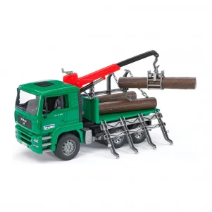 игрушка - грузовик MAN, перевозчик брёвен с краном-погрузчиком, М1:16 детская игрушка