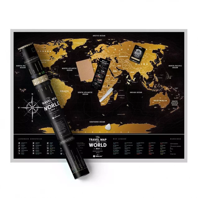 DREAM&DO Скретч карта мира "Travel Map Black World" (тубус) - 5