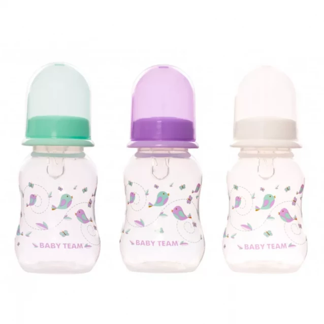 Бутылочка для кормления Baby Team с талией и силиконовой соской 125 мл, 0+ (1111) - 1