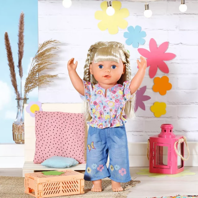 Одежда для куклы Baby Born Цветочный джинс 43 см (832677) - 3
