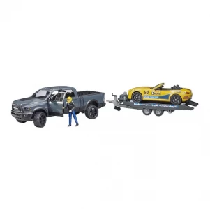 BRUDER Машинка джип Dodge RAM 2500 з причепом-евакуатором і родстером дитяча іграшка