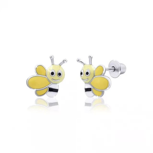 UMA&UMI Сережки Весела бджілка Жовтий (9х10) - 1