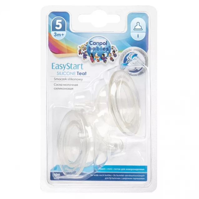Соска силіконова Canpol babies Easy Start 3-х позиційна для пляшечки з широким горлом 2 шт (21/734) - 1