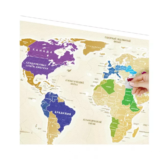 DREAM&DO Скретч карта світу "Travel Map Gold World" (рос) (тубус) - 4