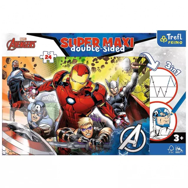 Пазли з розмальовкою Trefl Marvel Super Maxi Разом сильніші 24 ел (41007) - 4