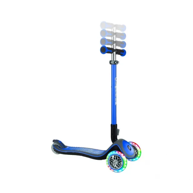 GLOBBER Самокат серии ELITE DELUXE синий, колеса с подсветкой, 50кг, 3+, 3 колеса - 4