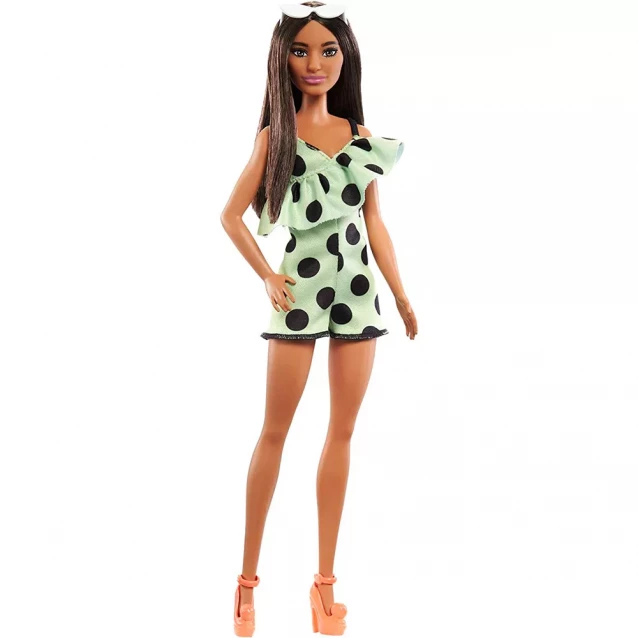 Лялька Barbie Модниця в комбінезоні кольору лайм в горошок (HJR99) - 1