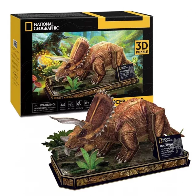 Тривимірна головоломка-конструктор CubicFun National Geographic Dino Трицератопс (DS1052h) - 1