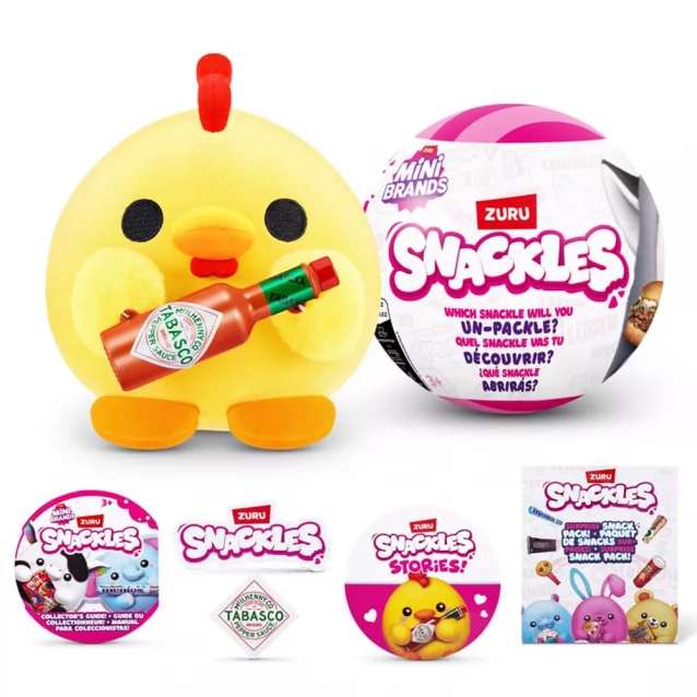 Мягкая игрушка Mini Brands Snackle Цыпленок с игрушечным соусом Tabasco (77510G2) - 1