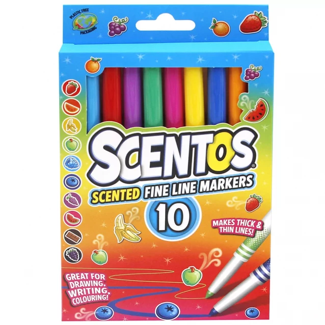 Набір ароматних маркерів для малювання Scentos Тонка лінія 10 кольорів (40720) - 1