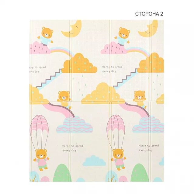 POPPET Дитячий двосторонній, складний килимок "Стікери та Казковий політ", 150x180x1 см PP010-150 - 4