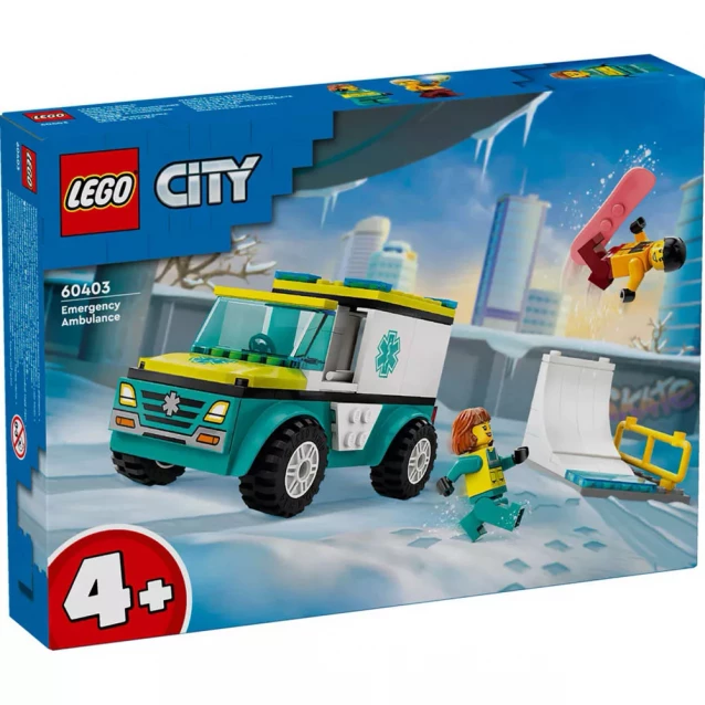 Конструктор LEGO City Карета швидкої допомоги й сноубордист (60403) - 1