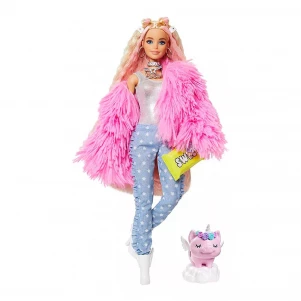 Лялька Barbie Extra у рожевій пухнастій шубці (GRN28)  лялька Барбі