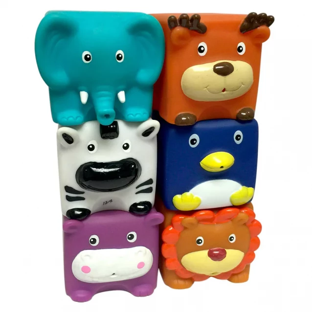 Набор игрушек для ванны Baby Team Кубики-звірята 6 од (9050) - 1