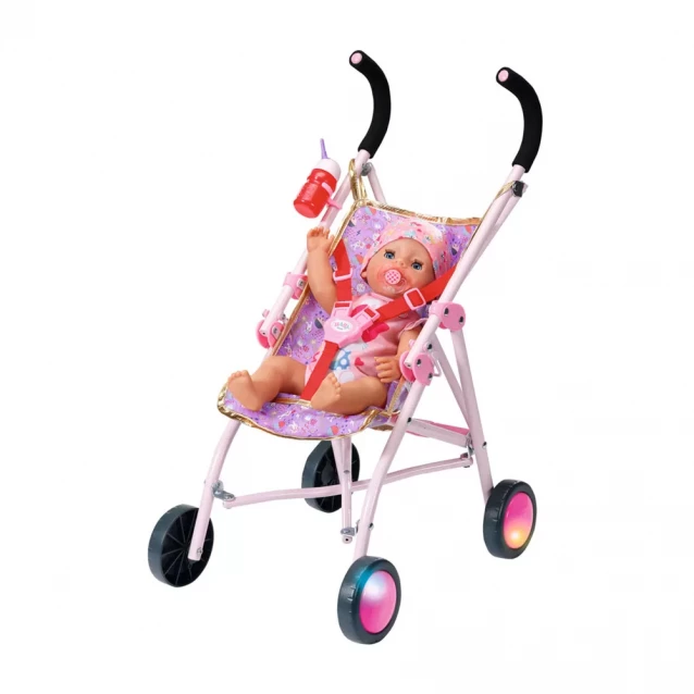 Zapf Коляска для ляльки BABY BORN серії "День Народження"- ЯСКРАВІ ВОГНИКИ (складна, колеса світяться) 829950 - 5