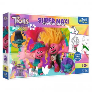 Пазли з розмальовкою Trefl Super Maxi 24 ел Музика тролів (41017) дитяча іграшка
