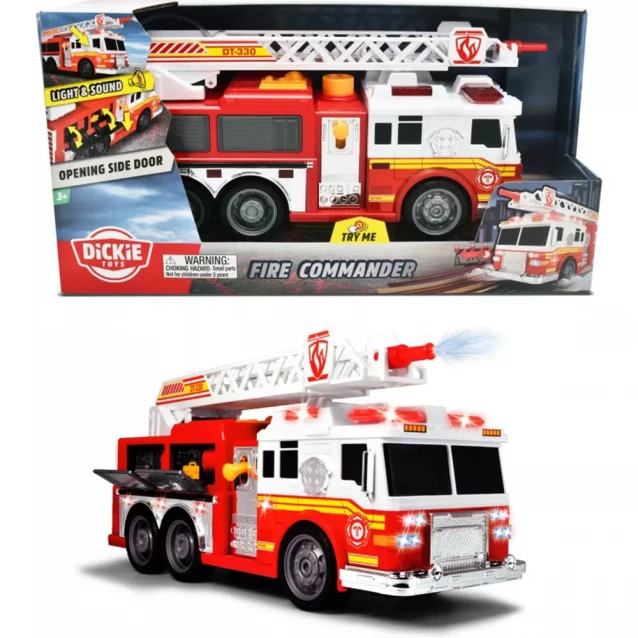 DICKIE TOYS Пожарный автомобиль «Командор», со звук., Свет. и водным эффектами, 36 см, 3+ - 3