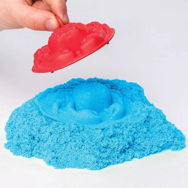 Набір піску для дитячої творчості - KINETIC SAND ЗАМОК З ПІСКУ (блакитний, 454 г, формочки, лоток) - 5