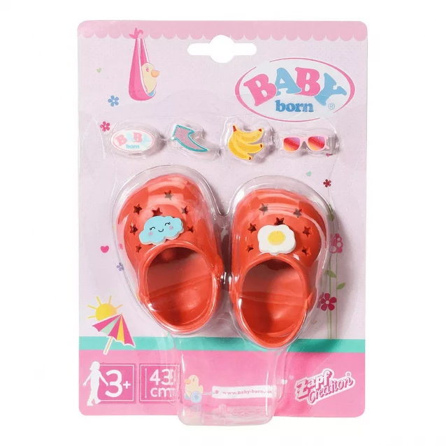 Zapf Взуття для ляльки BABY BORN - СВЯТКОВІ САНДАЛІ З ЗНАЧКАМИ (на 43 cm,червоні) 828311-3 - 1
